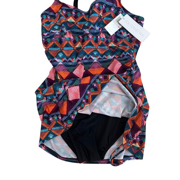 Women's One piece swimsuit bathing suit Multicolored size 12 Dress Skirt NWT - Picture 3 of 5